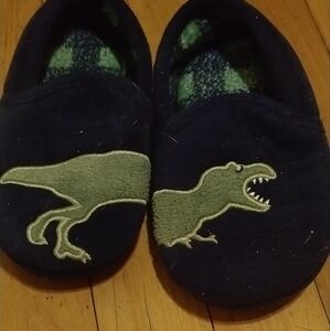 Wonder Nation Kids Dinosaur Slippers - Navy and Green